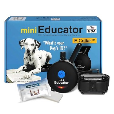 Mini Educator ECollar ET300 ET302 Dog Training Collar System with Remote 12 Mile Range Waterproof Vibration Sensation Includes eOutletDeals Pet Towel 1 Dog System ET300 Black