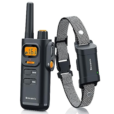 Bousnic Dog Shock Collar with Remote New Edition 4000FT Dog Training Collar for Large Medium Small Dogs 8120lbs Waterproof Rechargeable E Collar with Beep Vibration Safe Shock Grey