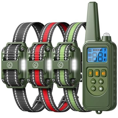 Heaflex Dog Training Collar with Remote 2600FT Range4 Training Modes Beep Shake Safe Shock LED LightRechargeable IPX7 Waterproof for All Breeds Sizes withThree Receiver Collars for 3 Dogs