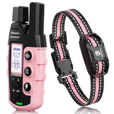 Bousnic Dog Shock Collar 3300Ft Dog Training Collar with Remote for 5120lbs Small Medium Large Dogs Rechargeable Waterproof e Collar with Beep 18 Vibration116 Safe Shock199 LightPink