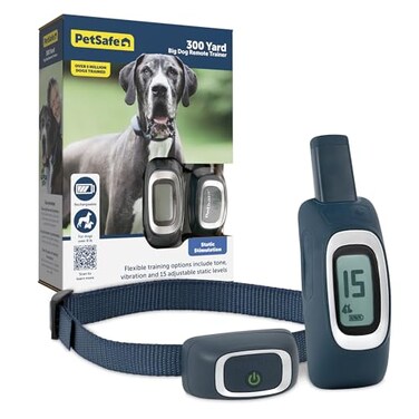 PetSafe 300 Yard Remote Training Collar Choose from Tone Vibration or 15 Levels of Static Stimulation Medium Range Option for Training Off Leash Dogs Waterproof and Durable Rechargeable