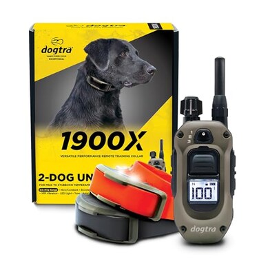 Dogtra 1900X 2Dogs ECollar with Remote 34 Mile Range 35 lbs LED Light 100 Levels Control for Stubborn Dogs Waterproof Boost for Quick Recall Vibration Safety Lock Tone