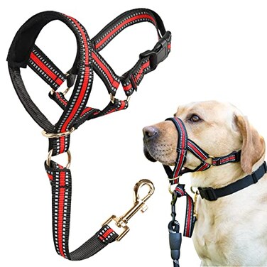 BARKLESS Muzzle Leash for Heavy Pullers No Pull Stylish Head Halter for Large Aggressive Dogs Gentle Dog Face Harness Stops Pet Pulling and Choking on Walks Adjustable Head Collar