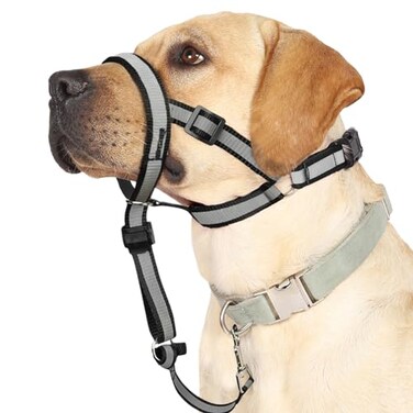 BARKLESS Reflective Head Collar No Pull Collar for Large Dogs AntiPull Muzzle Leash for Large Sized Breed Adjustable Soft Dog Halter Nose Leash for Easy Control on Walks