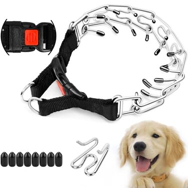Supet Prong Collar for Dogs Adjustable Dog Choke Collar Adjustable Dog Pinch Collar with Quick Release Buckle for Small Medium Large DogsPacked with One Extra Links
