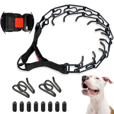Supet Dog Prong Collar Adjustable Pinch Training Collar with Quick Release Buckle for Small Medium Large DogsPacked with One Extra Links