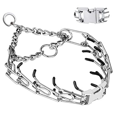Safiman Prong Collar for Dogs Dog Training Collar Adjustable Size Dog Pinch No Pull Collar with Quick Release Buckle for Small Medium Large Dogswith Extra Links S1418 Neck 225mm