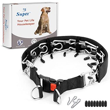 Supet Dog Prong Collar Dog Choke Collar Adjustable Dog Pinch Collar with Quick Release BuckleNylon Cover for Small Medium Large Dogs