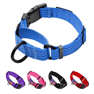 LUCKYDC Martingale Collar for Training Dogs Adjustable Reflective Collars with BuckleUSA Flag NO PullPrevents Slipping Out for Medium Large XL Dogs Helps with Strong pullersL Blue