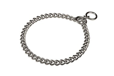 Herm Sprenger Chrome Plated Short Link Chain Collar with Round Chain 4 mm x 26 inches