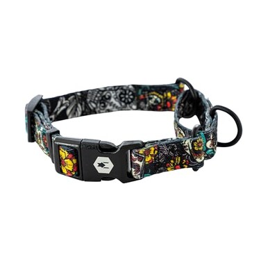 Wolfgang ManBeast Wolfgang Heavy Duty Martingale Dog Collar with Quick Release Nylon Buckle for Walking Training LosMuertos Print Extra Large