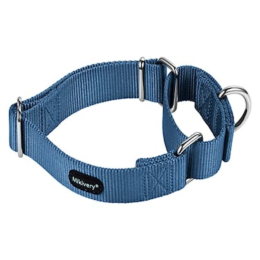 Mikivery Martingale Dog Collar Nylon Adjustable and Safety Training Colourful Comfortable Metal Buckle Pet Collars for Small Medium and Large DogsHazeL