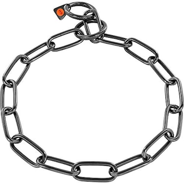 Herm Sprenger Black Stainless Steel Long Link Fur Saver Chain Collar 22 Overall Length 4 mm Wire Gauge