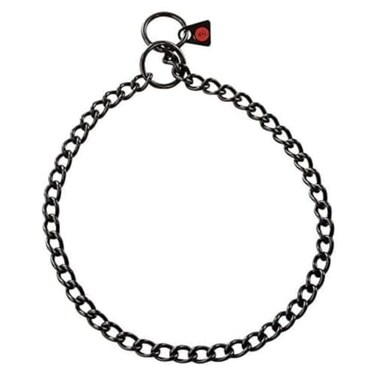 Herm Sprenger Black Stainless Steel Choke Dog Training Collar 25 mm Round Links Slip Chain Small Medium Large Dogs Show Chain Made in Germany