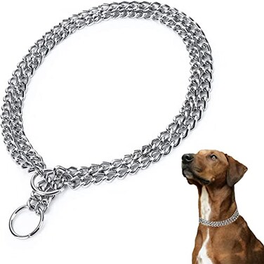 JIPIMON Chain Dog Collar Adjustable Training Collar for Small Medium Large Dogs Large