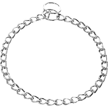Herm Sprenger Chrome Plated Steel Dog Collar with Short Flat Links Choke Chain Two ORings for Small Medium Large Dogs Professional Training Collar Correction Slip Chain Made in Germany 20in 50cm