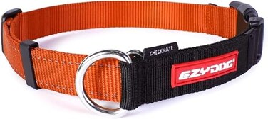 EzyDog Checkmate Martingale Collar for Dogs Premium Nylon Training Dog Collar for Easy Control with no Choking Large Orange