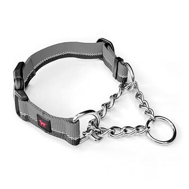 Tuff Pupper Martingale Collar for Dogs Gentle Nylon Steel Chain Limited Cinch Design is Perfect for Training Dual Leash Attachment Points Durable Quick Release Buckle Sizing for All Breeds