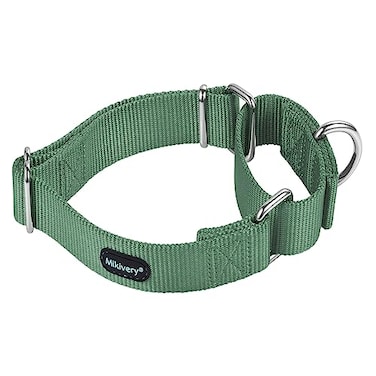 Mikivery Martingale Dog Collar Nylon Adjustable and Safety Training Colourful Comfortable Metal Buckle Pet Collars for Small Medium and Large DogsEmeraldM