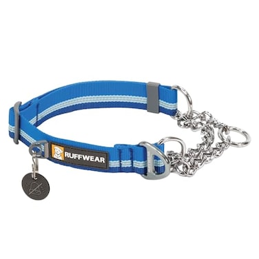 Ruffwear Chain Reaction Dog Collar Adjustable Reflective Martingale EscapeProof Collar with Stainless Steel Chain Professional Training Control Blue Pool 1114