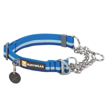 Ruffwear Chain Reaction Dog Collar Adjustable Reflective Martingale EscapeProof Collar with Stainless Steel Chain Professional Training Control Blue Pool 1420
