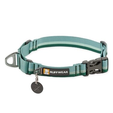 Ruffwear Web Reaction Dog Collar EscapeProof Security Buckle Adjustable AntiSlip Martingale Collar with Durable Nylon Tubelok Webbing Silent ID Attachment River Rock Green 2023