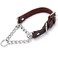 HONGSAGE Leather Martingale Dog Collar Genuine Stainless Steel Chain Martingale Collar NoPull Adjustable AntiSlip Training Walking Collar for Small Medium Large Breed Dogs Pets Small Neck 1016