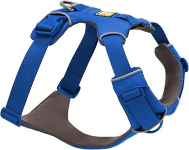 Ruffwear Front Range Dog Harness Reflective Soft Padded Everyday Harness with Dual Leash Clips Adjustable and Lightweight Fit for Training or Walking for All Dogs Blue Pool Medium