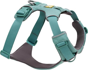 Ruffwear Front Range Dog Harness Reflective Soft Padded Everyday Harness with Dual Leash Clips Adjustable and Lightweight Fit for Training or Walking for All Dogs River Rock Green XXSmall