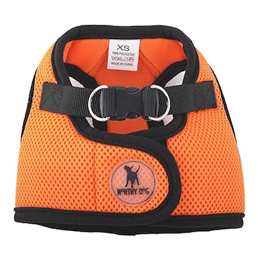 THE WORTHY DOG Stepin Dog Harness for Small Dogs Comfortable Mesh Reflective Strong Hook and Loop Closure Quick Release Buckle Orange XSmall