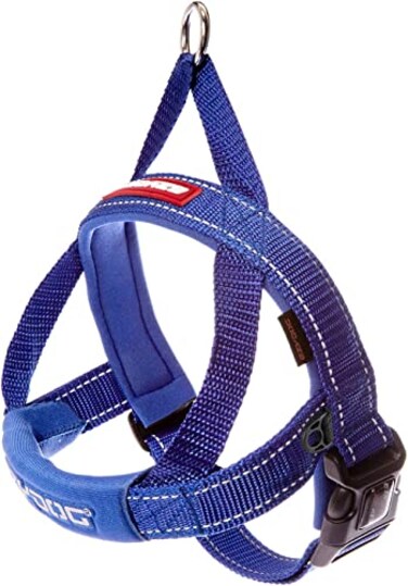 EzyDog Quick Fit Dog Harness No Pull Harness for Training Everyday Walking and Easy Control Adjustable Fit Reflective and Padded Large Blue