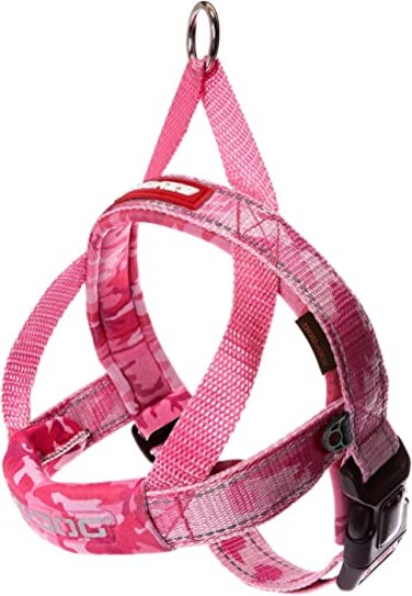 EzyDog Quick Fit Dog Harness No Pull Harness for Training Everyday Walking and Easy Control Adjustable Fit Reflective and Padded Large Pink Camo