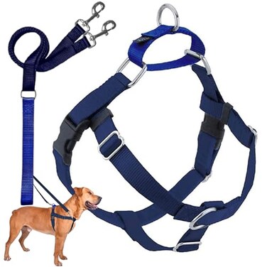 2 Hounds Design Freedom No Pull Dog Harness Adjustable Harness and Leash Set Easy Walking Comfortable Control Fits Small Medium Large Dogs Solid Colors Made in USA 58 XS Navy