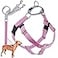 2 Hounds Design Freedom No Pull Dog Harness Adjustable Harness and Leash Set Easy Walking Comfortable Control Fits Small Medium Large Dogs Solid Colors Made in USA 1 MD Rose
