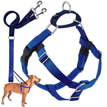 2 Hounds Design Freedom No Pull Dog Harness Adjustable Harness and Leash Set Easy Walking Comfortable Control Fits Small Medium Large Dogs Solid Colors Made in USA 58 SM Royal Blue