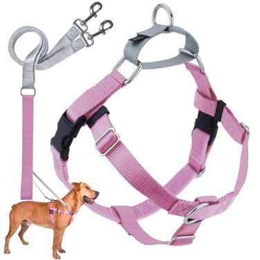 2 Hounds Design Freedom No Pull Dog Harness Adjustable Harness and Leash Set Easy Walking Comfortable Control Fits Small Medium Large Dogs Solid Colors Made in USA 58 SM Rose
