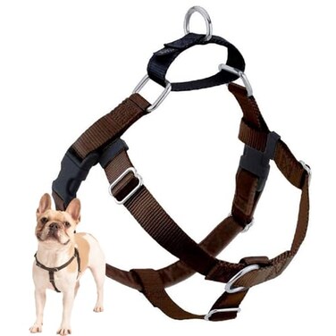 2 Hounds Design Freedom No Pull Dog Harness Adjustable Harness Easy Walking Comfortable Control Fits Small Medium Large Dogs Solid Colors Made in USA 1 MD Brown
