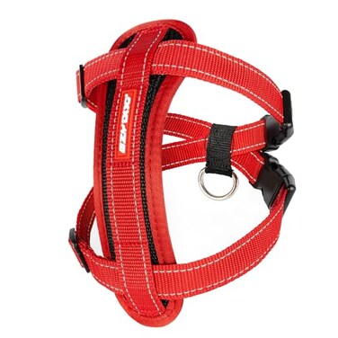 EzyDog Chest Plate No Pull Dog Harness Escape Proof Harness with Reflective Stitching and Comfort Padding for Easy Walks Training Control Car Restraint Included Medium Red