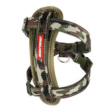 EzyDog Chest Plate No Pull Dog Harness Escape Proof Harness with Reflective Stitching and Comfort Padding for Easy Walks Training Control Car Restraint Included Large Green Camo
