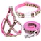 Mile High Life Leopard Dog Harness Collar Leash Set Adjustable No Pull Dog Halter Harness for Small Breed Dogs Easy Control for Training Walking Pink XS Chest 915 Neck 812