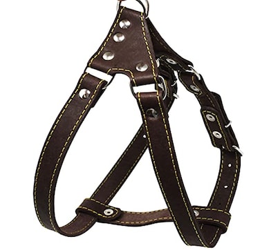 Dogs My Love Genuine Leather Medium 18522 Chest 34inch Wide Adjustable Dog Stepin Harness Brown