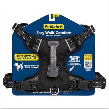 PetSafe Easy Walk Comfort NoPull Dog Harness FullBody Padding Better Walks on the First Use 5 Points of Adjustment MediumLarge Black