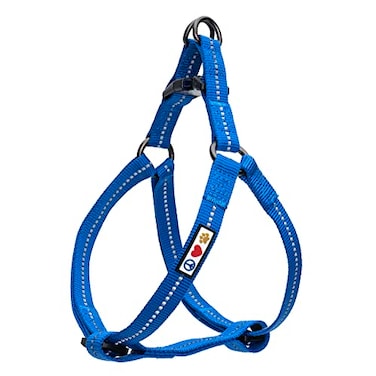 Pawtitas Recycled Reflective Stepin Dog Harness Adjustable NoPull Vest for Puppies to Seniors Safe Comfortable M Blue