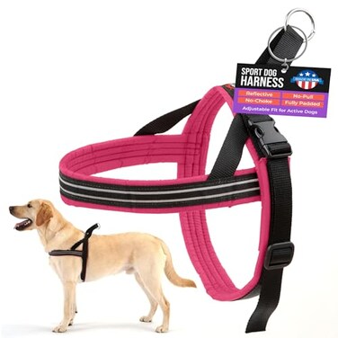 ComfortFlex Sport Dog Harness NoChoke Fully Padded NonChafing Harness with Control Handle Reflective Lightweight Adjustable for Active Dogs Medium Berry