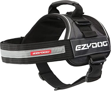 EzyDog Convert Dog Harness TrailReady Rugged Harness for Walking Hiking Outdoors with Reflective Piping Badge Attachment Points Traffic Handle Comfort Lining Large Charcoal