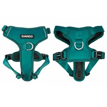 DJANGO Tahoe No Pull Dog Harness EscapeProof Dog Harness for Small Dogs with Front Back Clips for Everyday Use Adjustable Padded Reflective Secure Fit Easy OnOff Dark Teal Small