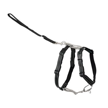 PetSafe 3 in 1 NoPull Dog Harness for Medium Dogs Walk Train or Travel Helps Pets from Pulling on Walks Seatbelt Loop Doubles as Quick Access Handle Reflective Medium Black