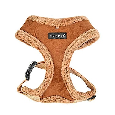 Puppia Terry Dog Harness OverTheHead Winter Suede Warm No Choke No Pull Training Walking for Small and Medium Dog Brown Large
