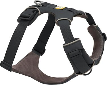 Ruffwear Front Range Dog Harness Reflective Soft Padded Everyday Harness with Dual Leash Clips Adjustable and Lightweight Fit for Training or Walking for All Dogs Basalt Gray XXSmall