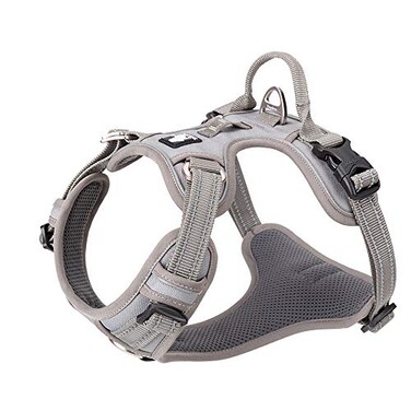 TRUE LOVE Dog Harness No Pull Nylon Reflective Pet Harness Adjustable Comfortable Control Stepin Brilliant Colors Truelove TLH56512 Gray
